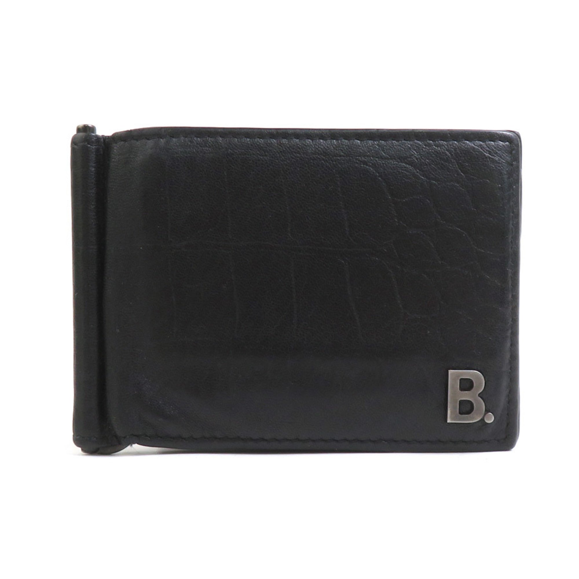 Balenciaga Black Leather Long Bill Wallet (Bi-Fold)