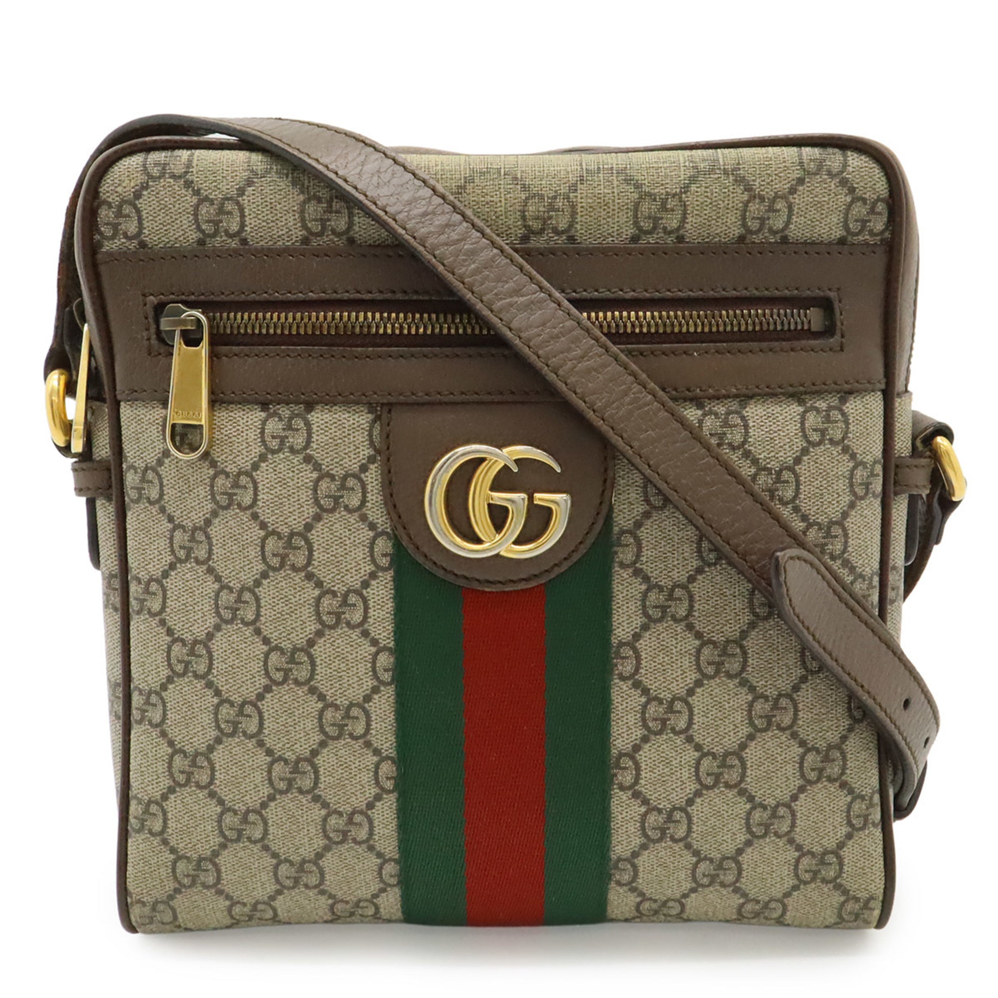 Gucci Beige Brown Green Red Color Yellow Gg Supreme Handbag (Pre-Owned)