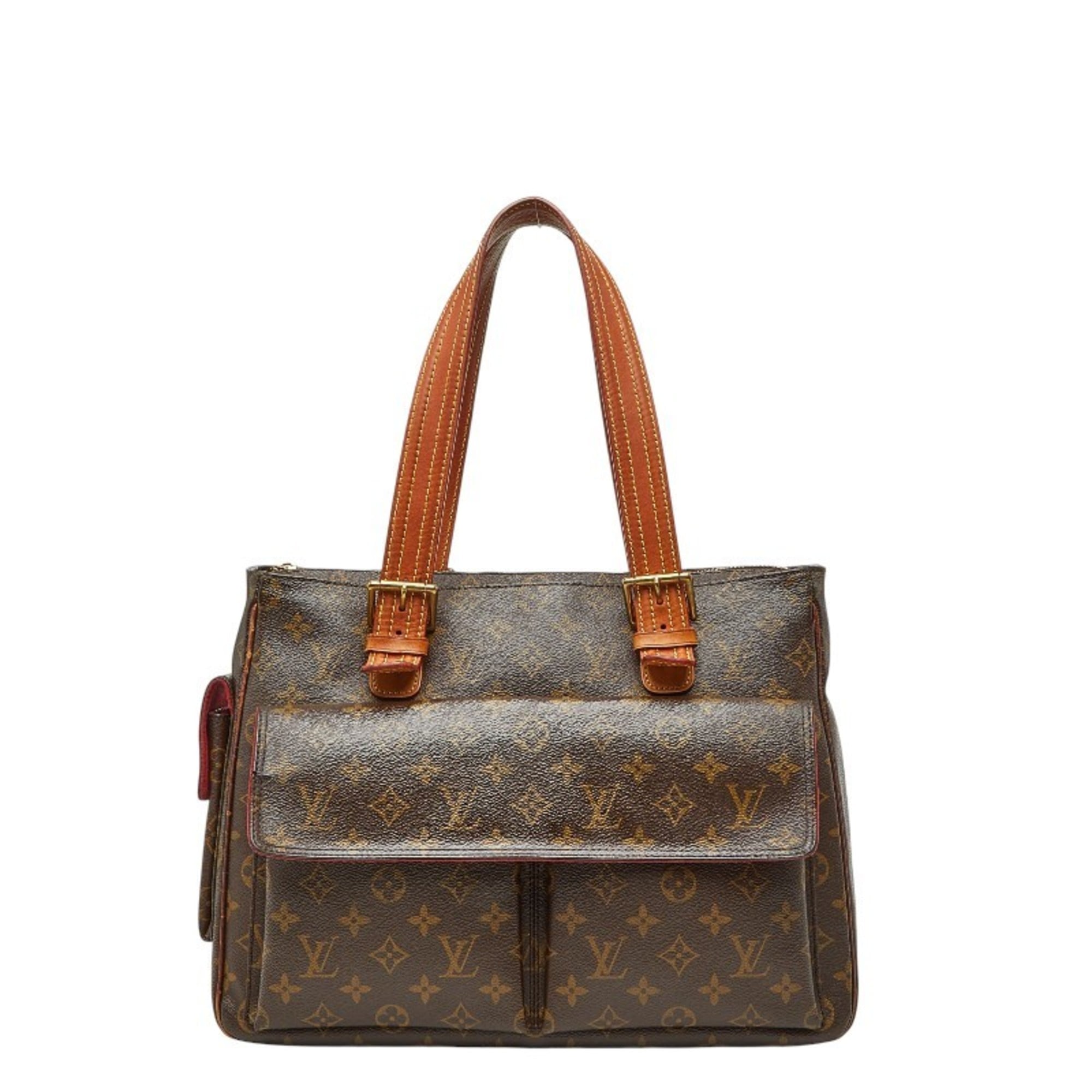 Louis Vuitton Brown Pvc Leather Handbag Tote Bag
