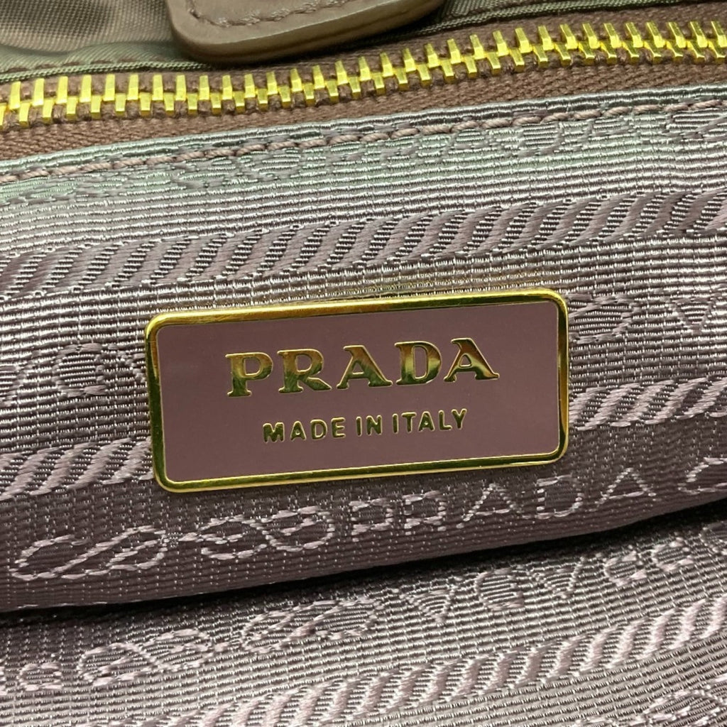 Prada Purple Leather Nylon Handbag Shoulder Bag Tote Bag