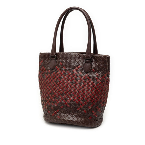 Bottega Veneta Brown Red Color Leather Handbag Tote Bag