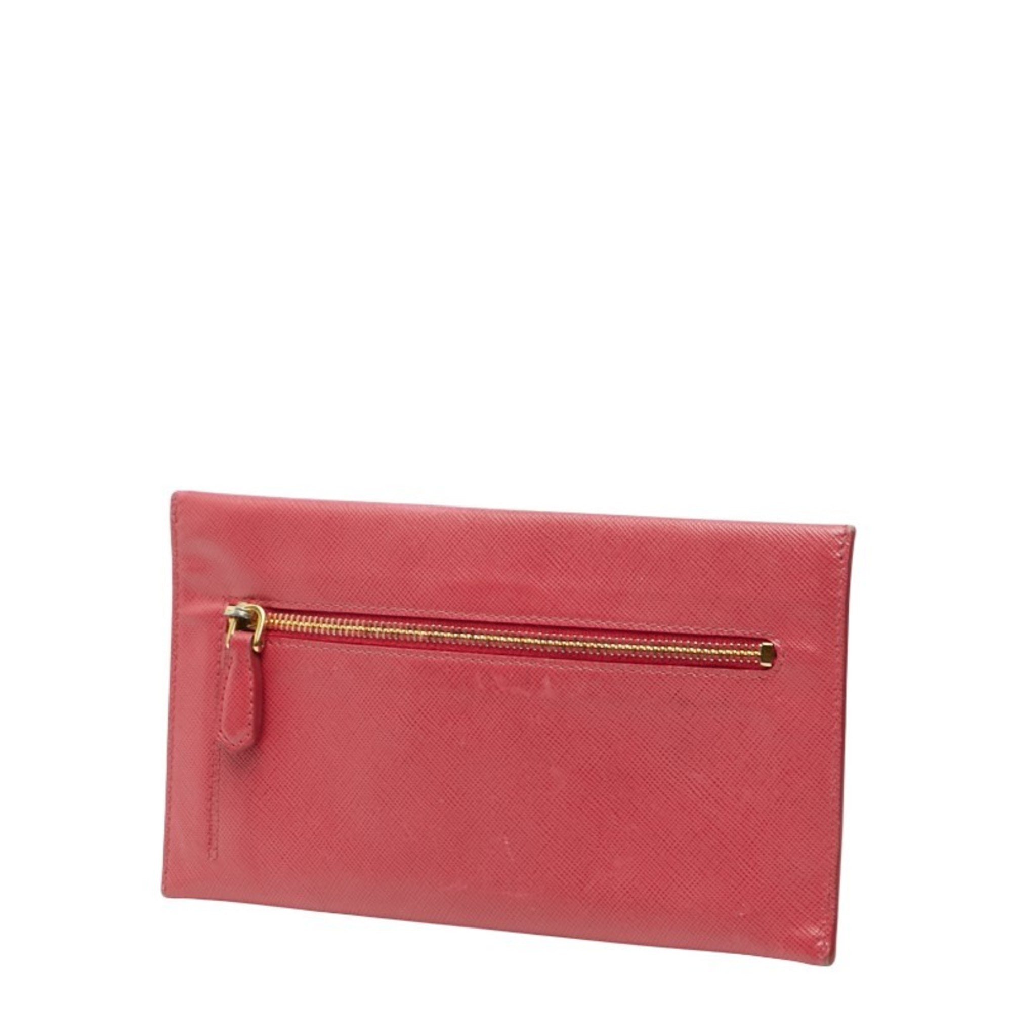 Prada Pink Leather Long Wallet (Bi-Fold)
