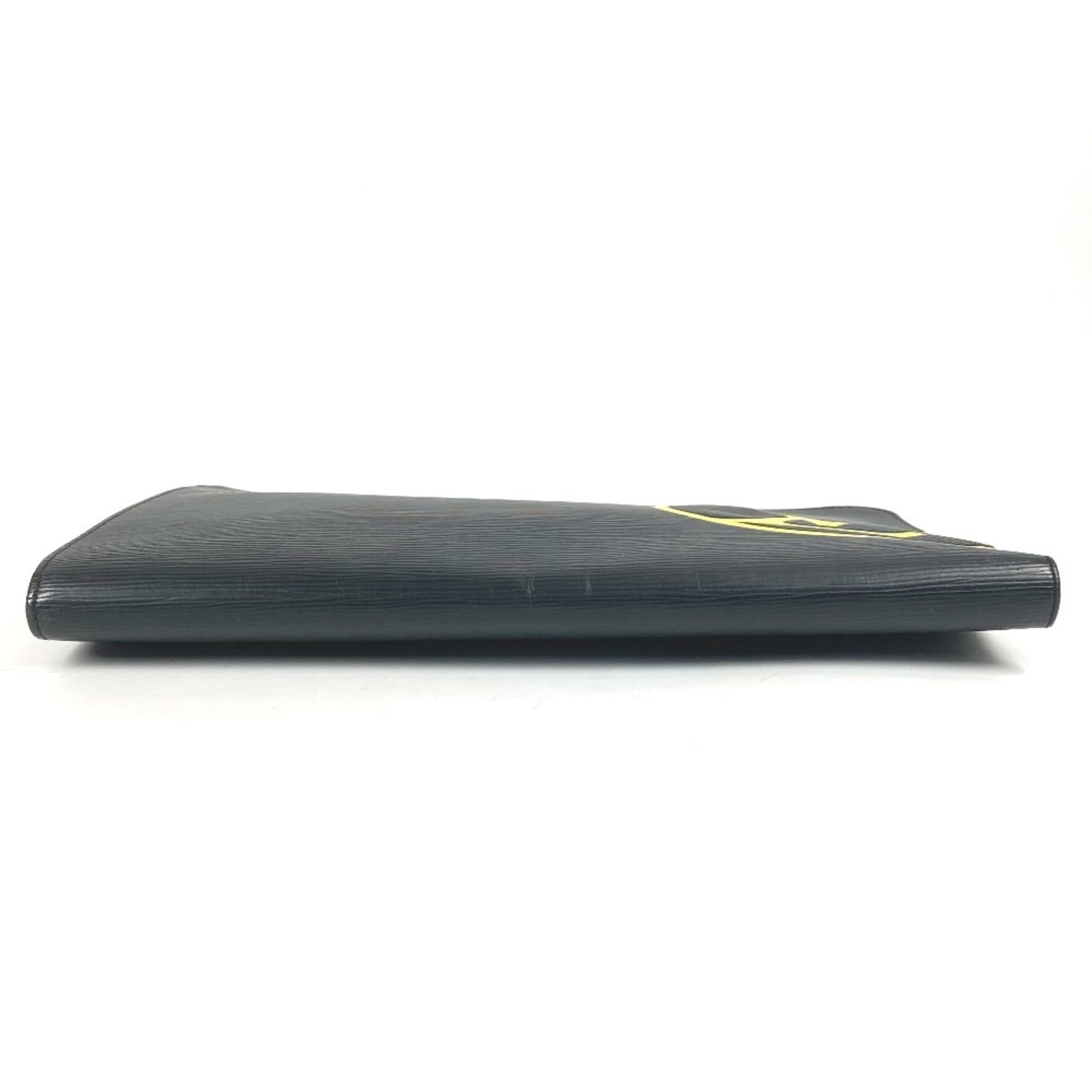 Louis Vuitton Black Yellow Epi Leather Clutch Bag Pochette Pouch