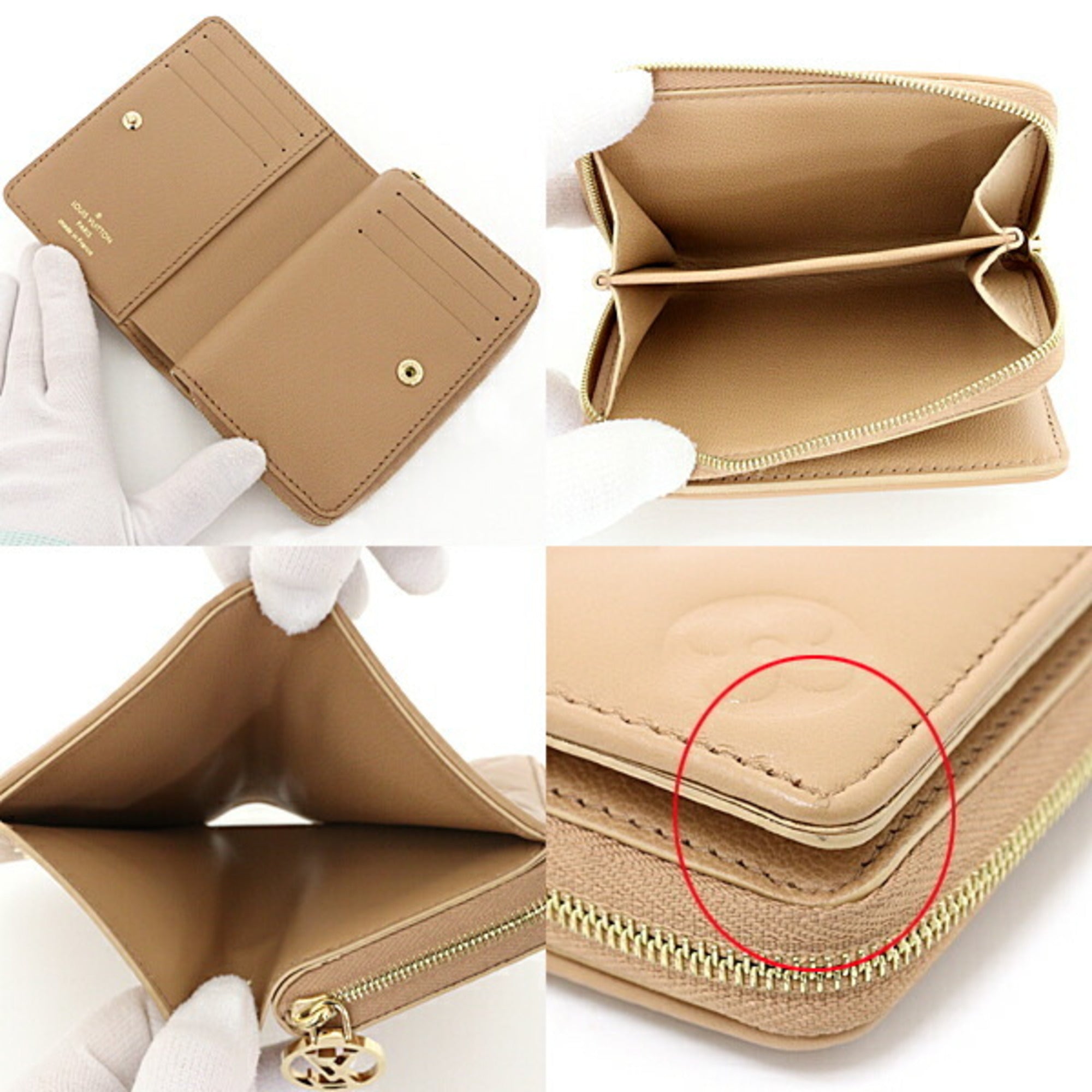 Louis Vuitton Monogram Camel Gold Monogram Leather Bill Wallet
