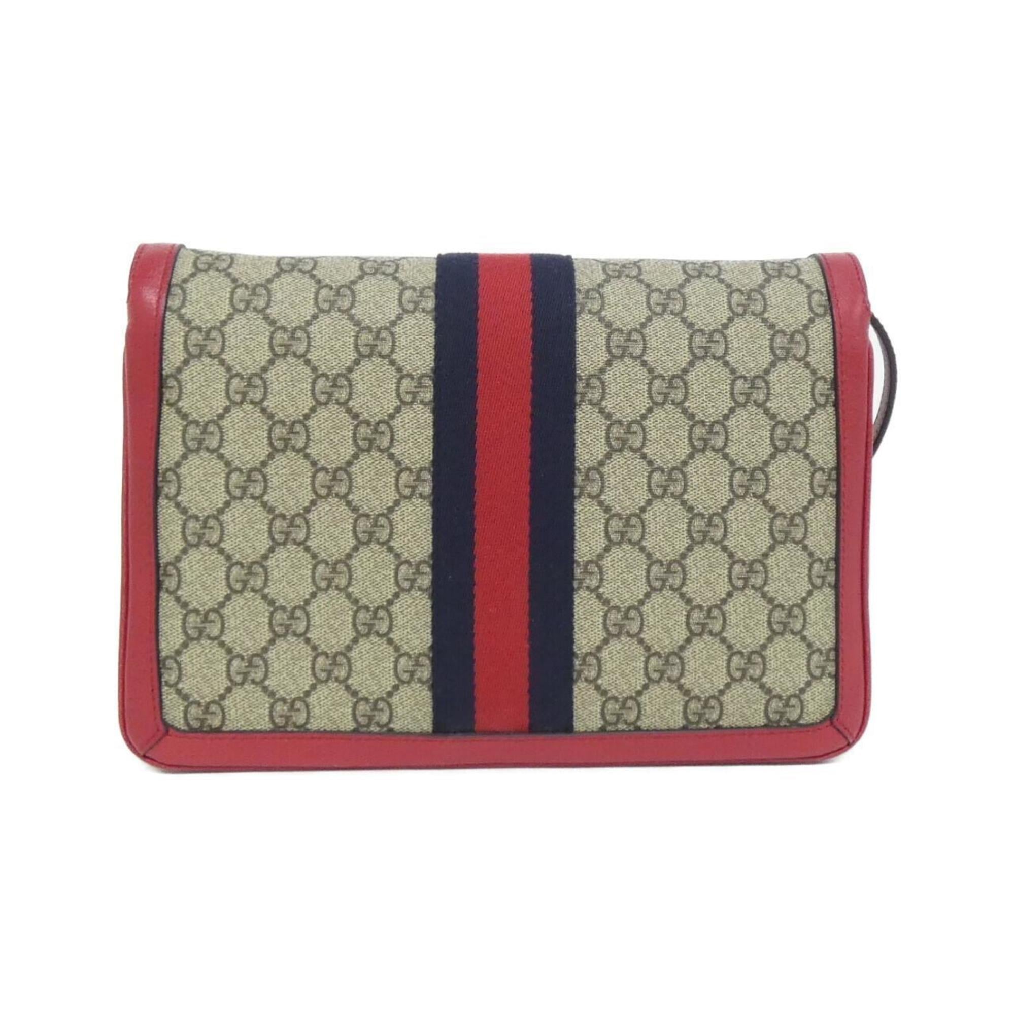 Gucci Beige Red Color Gg Supreme Shoulder Bag (Pre-Owned)
