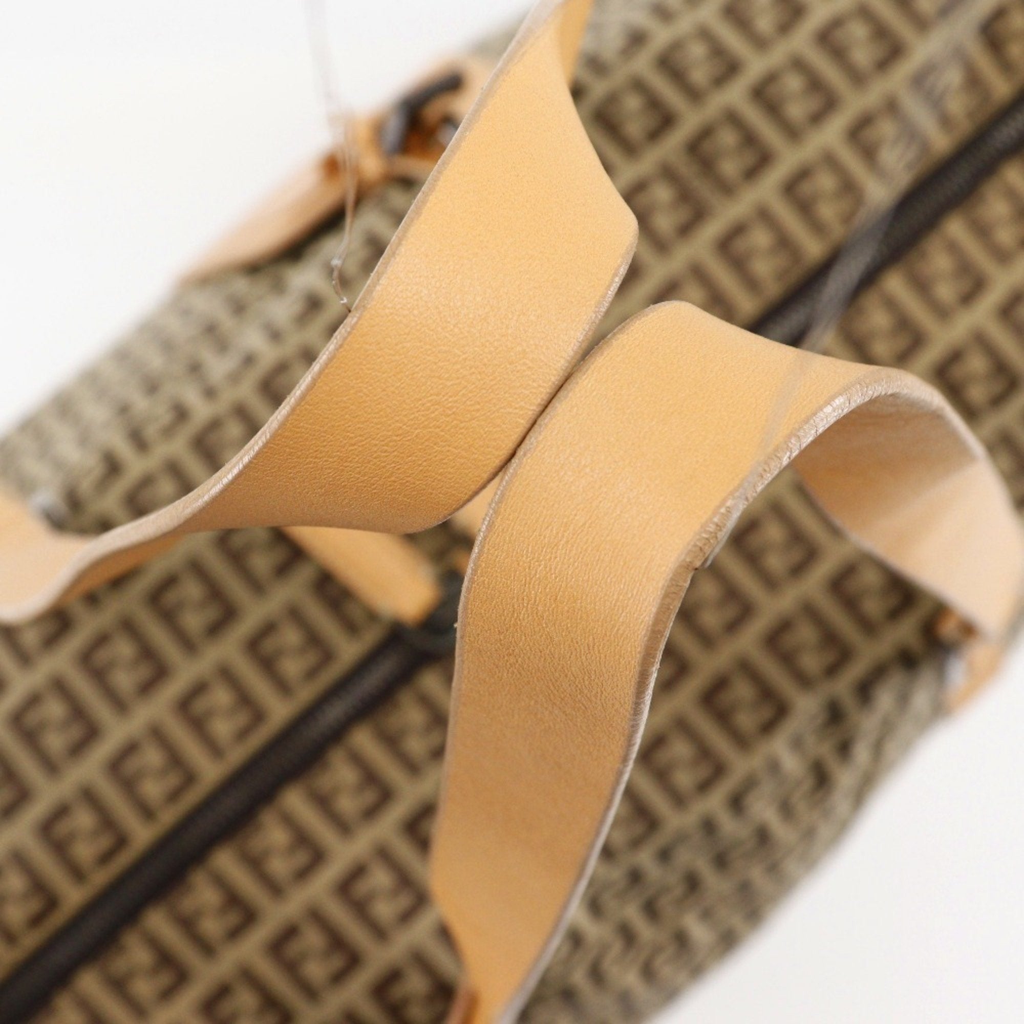 Fendi Brown Canvas Leather Boston Bag