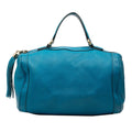 Gucci Soho Blue Leather Boston Bag Handbag (Pre-Owned)