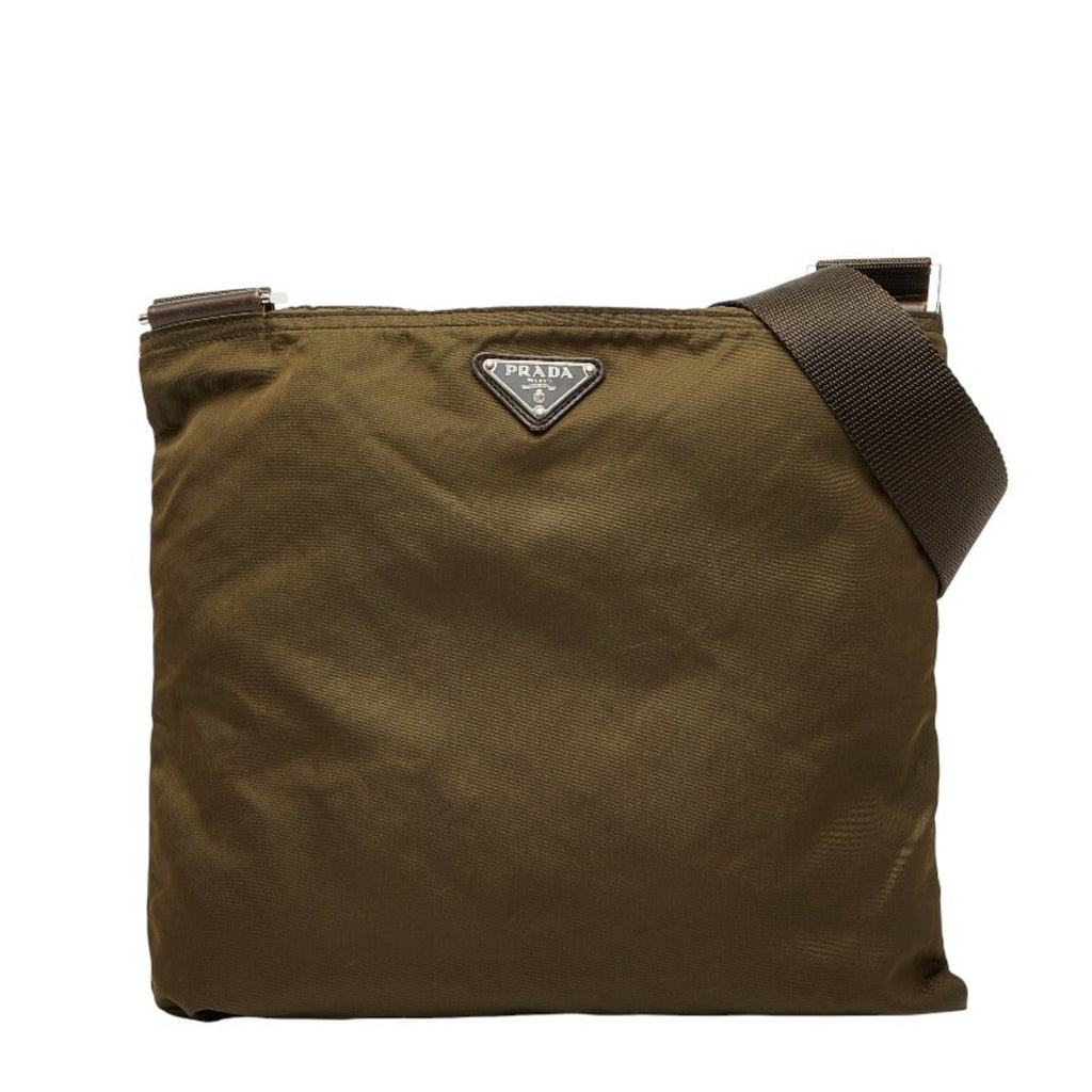 Prada Green Khaki Nylon Shoulder Bag