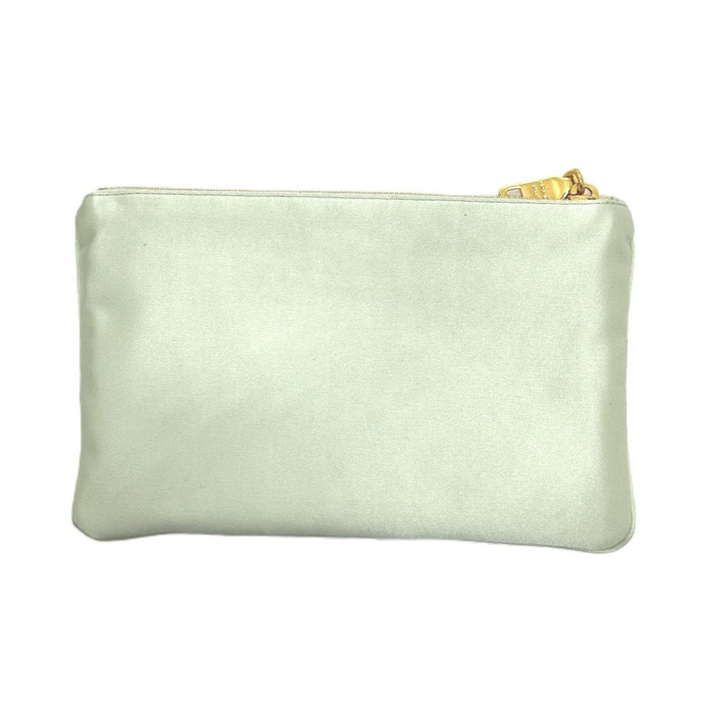 Prada Green Satin Clutch Bag