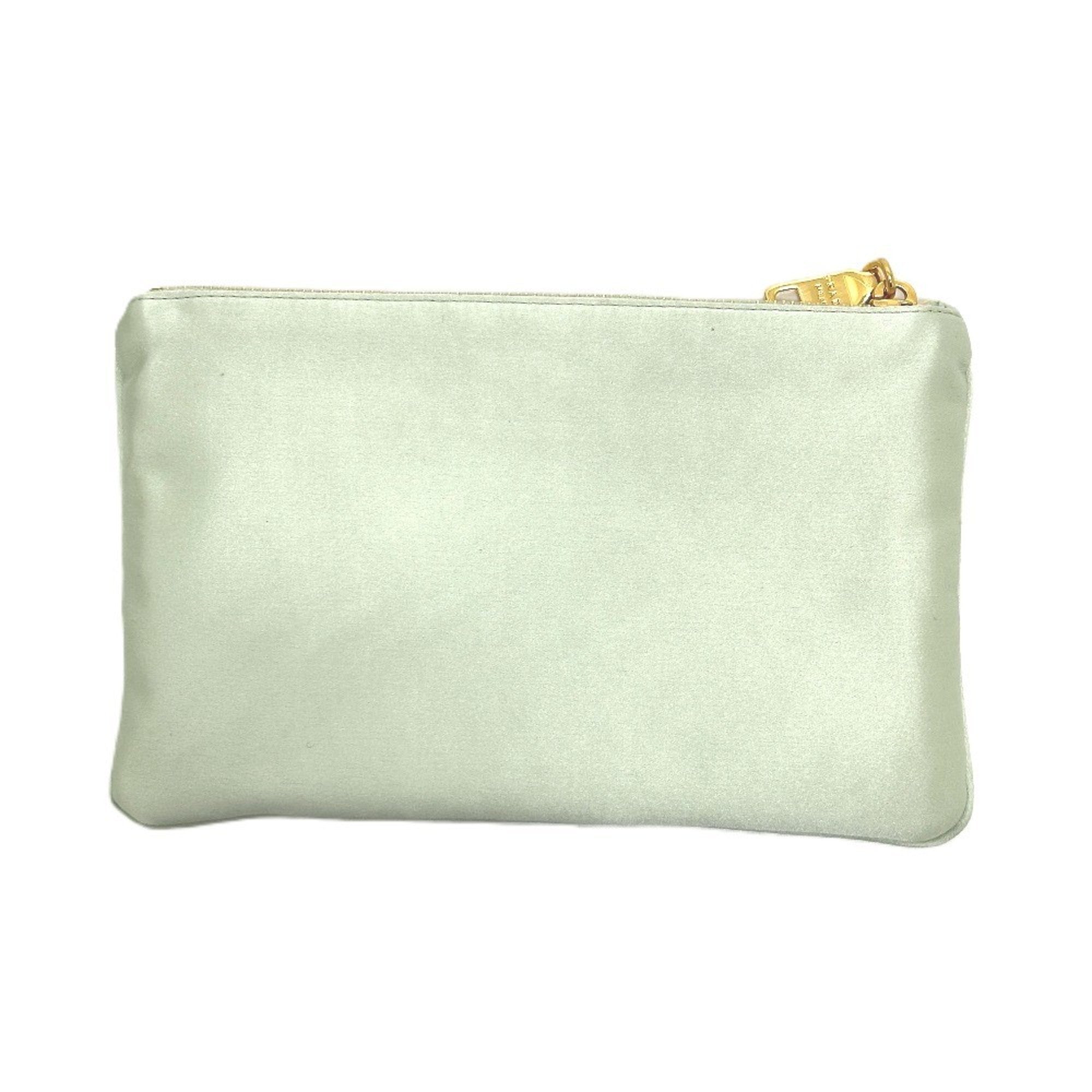 Prada Green Satin Clutch Bag