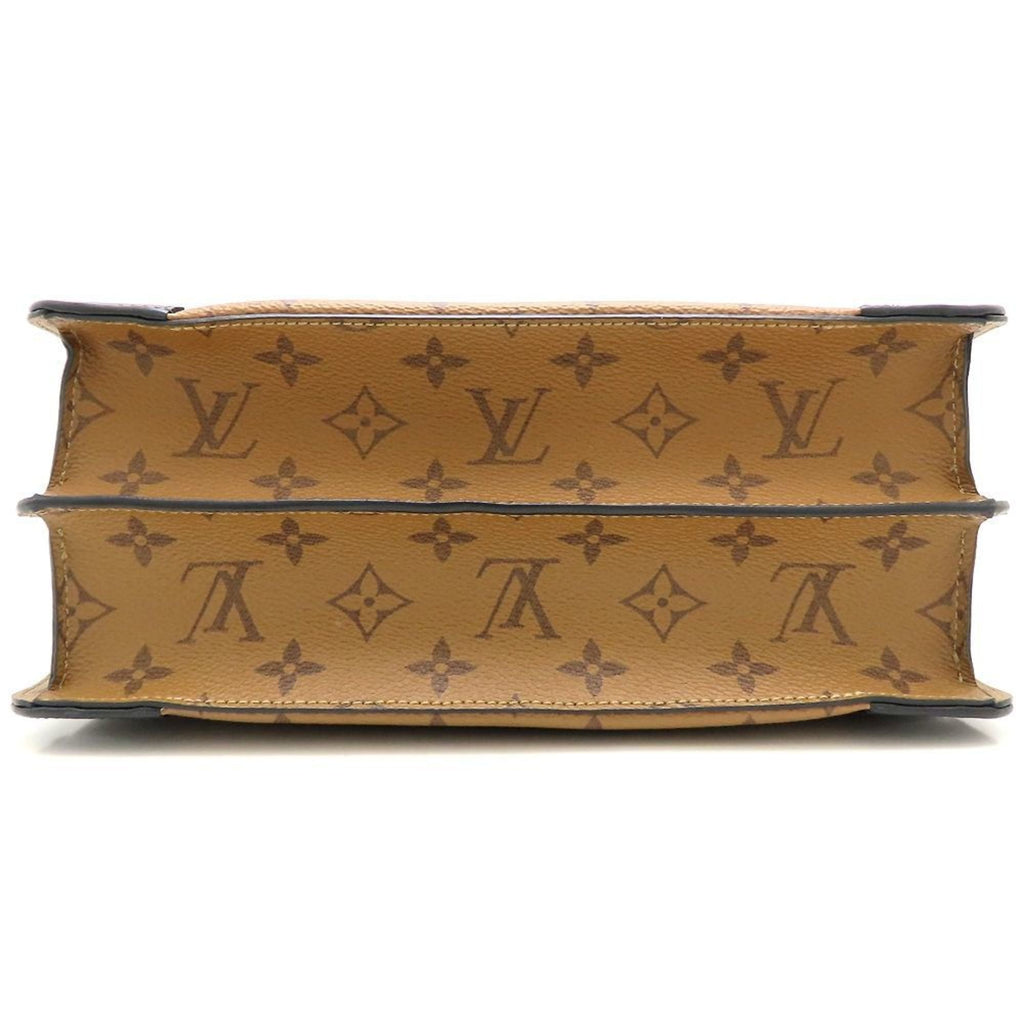 Louis Vuitton Black Brown Canvas Leather Handbag