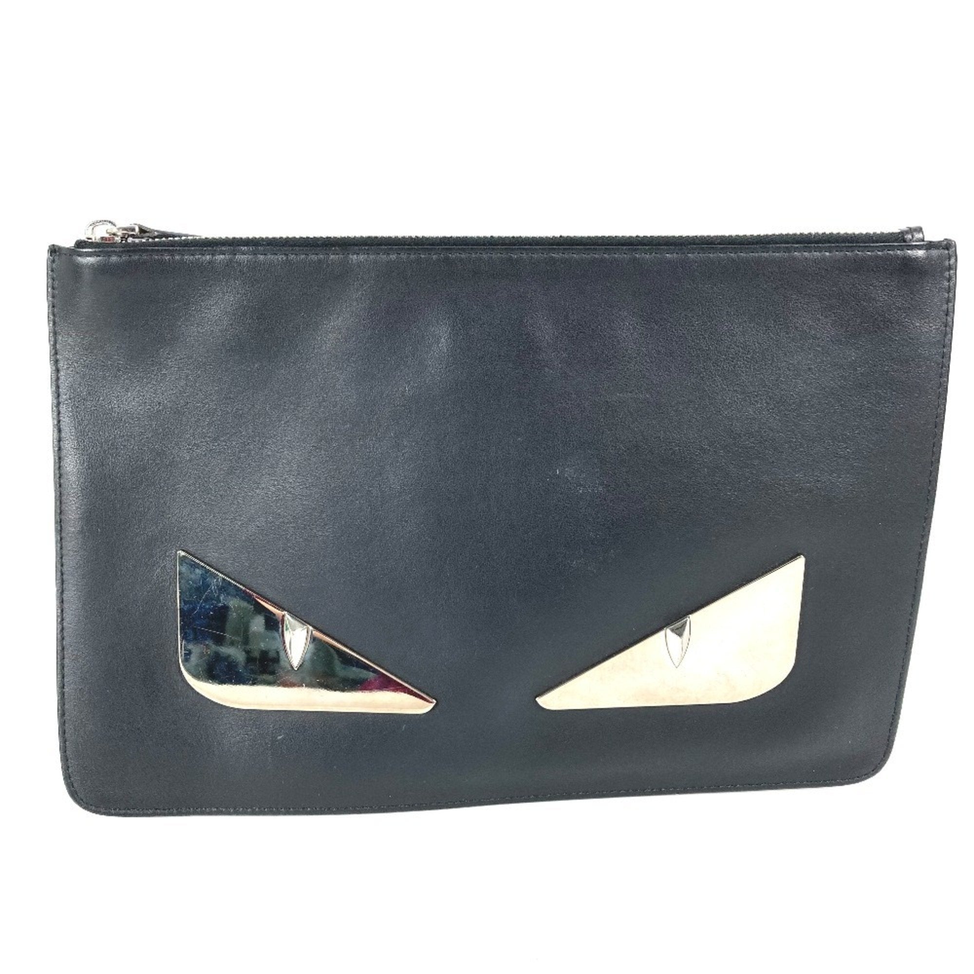 Fendi Black Leather Clutch Bag