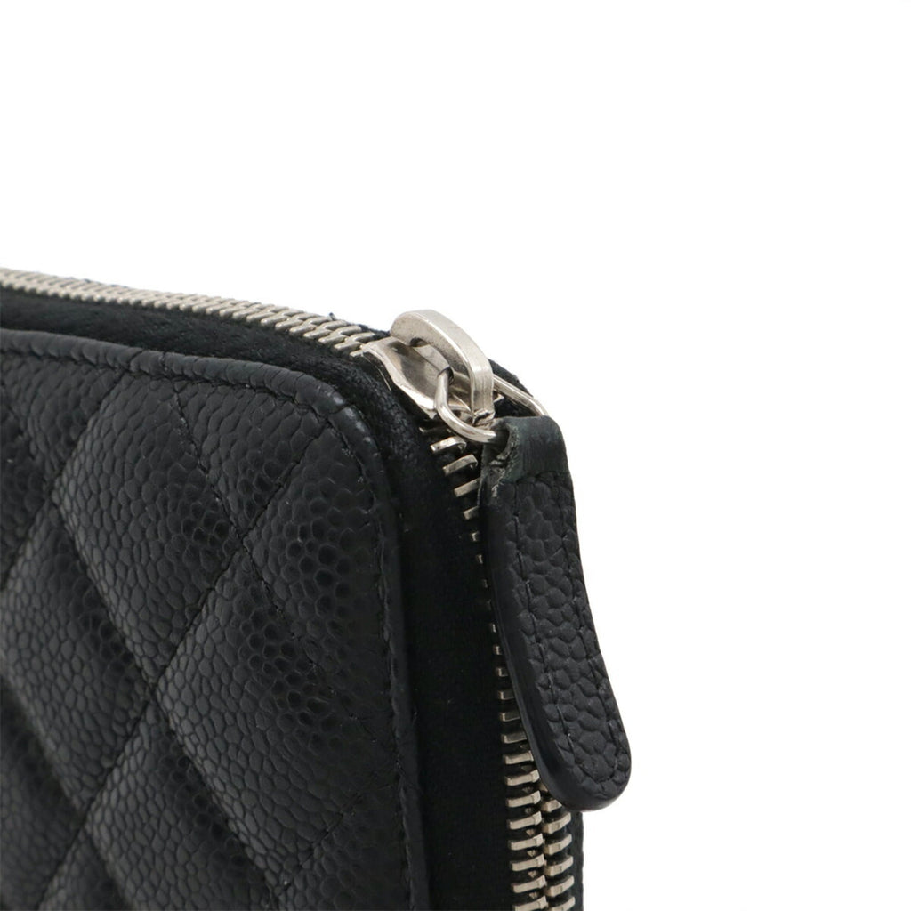 Chanel Matelasse Black Grained Calfskin Long Wallet (Bi-Fold)