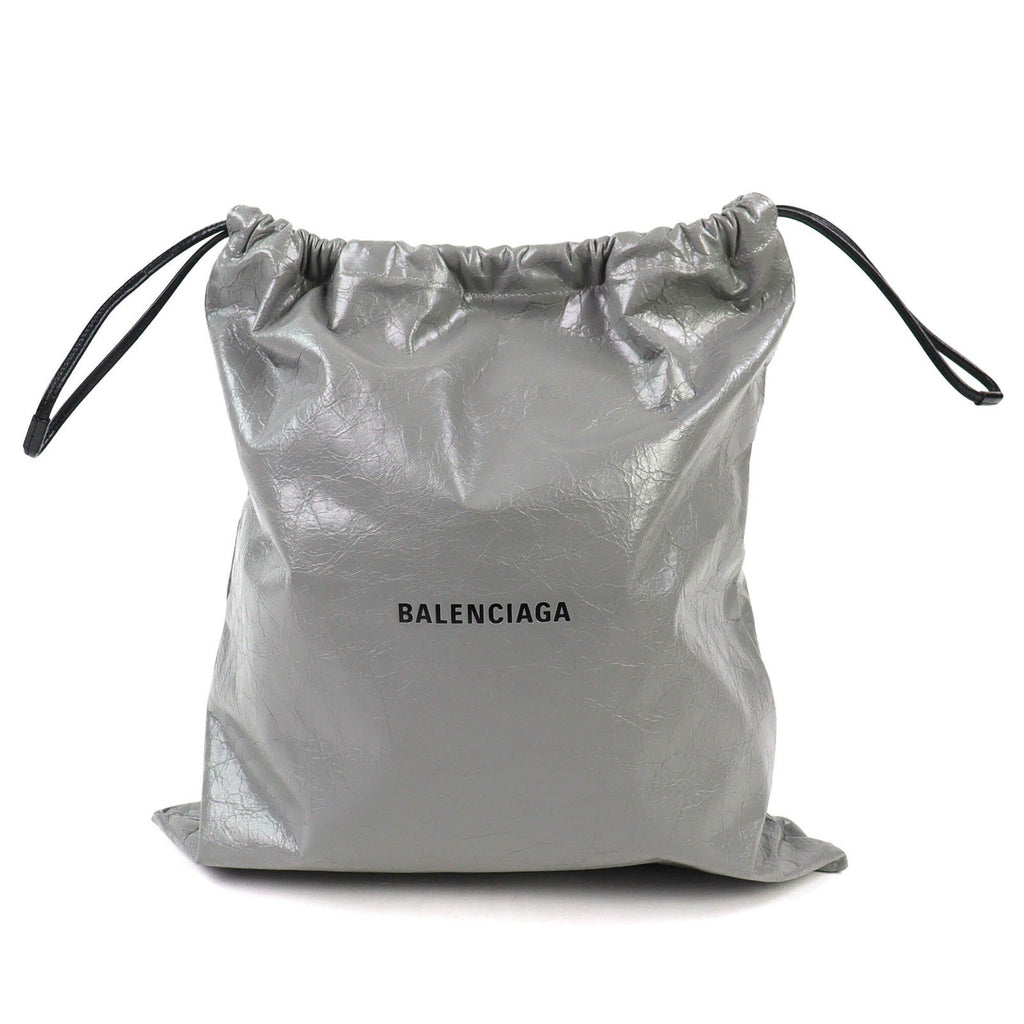 Balenciaga Gray Leather Polyamide Pouch