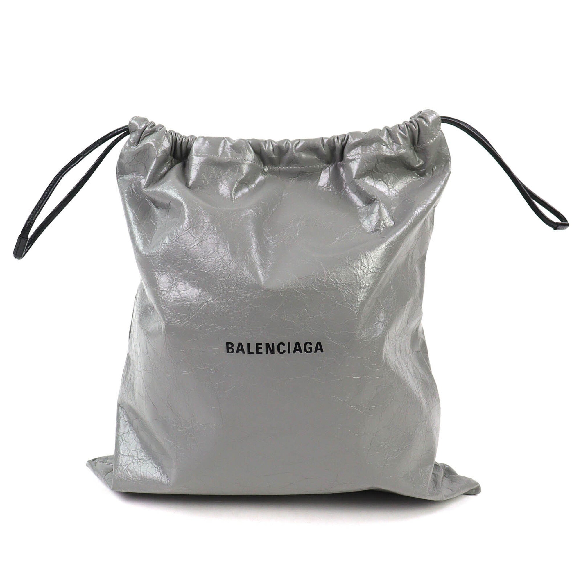 Balenciaga Gray Leather Polyamide Pouch
