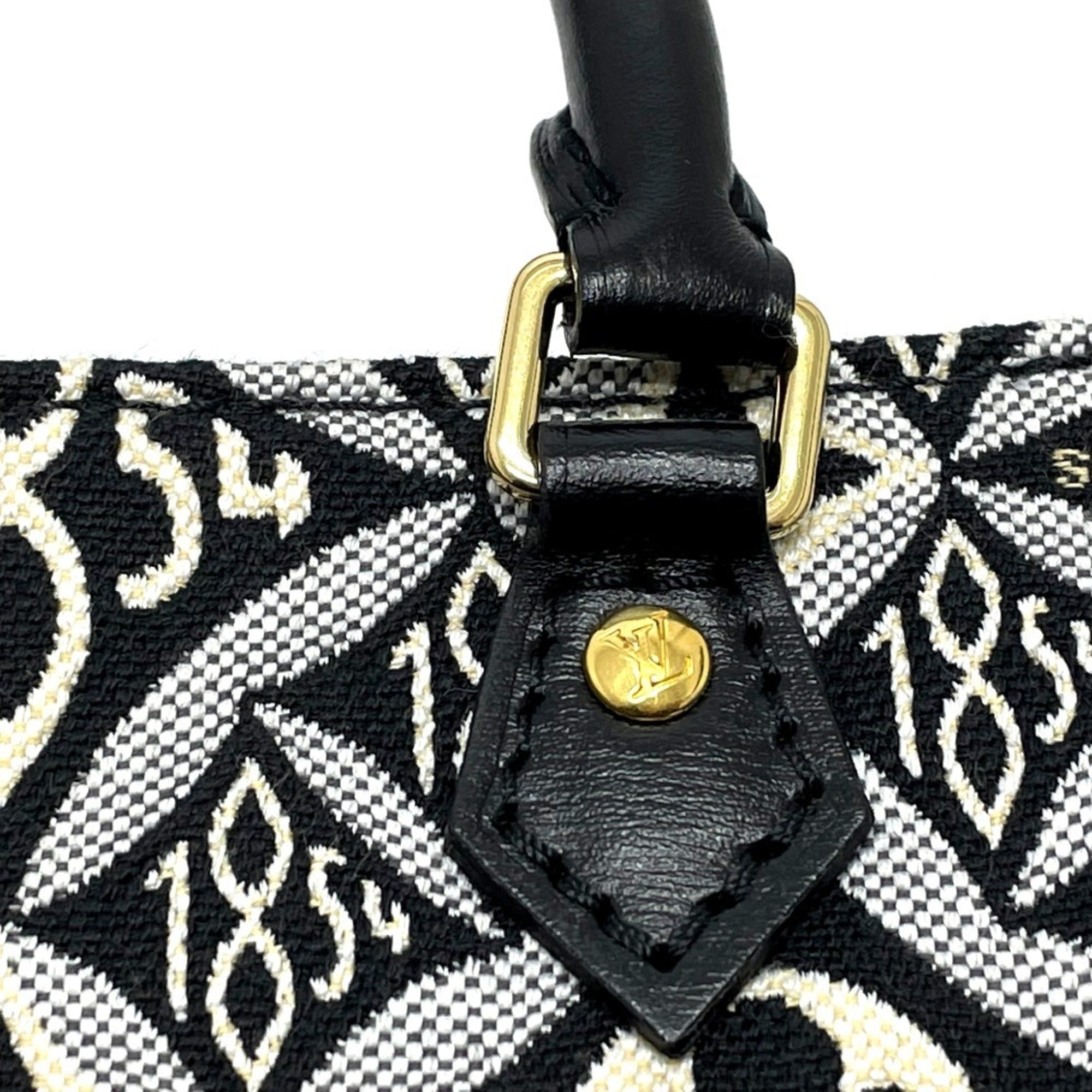 Louis Vuitton Black Blue Jacquard Handbag