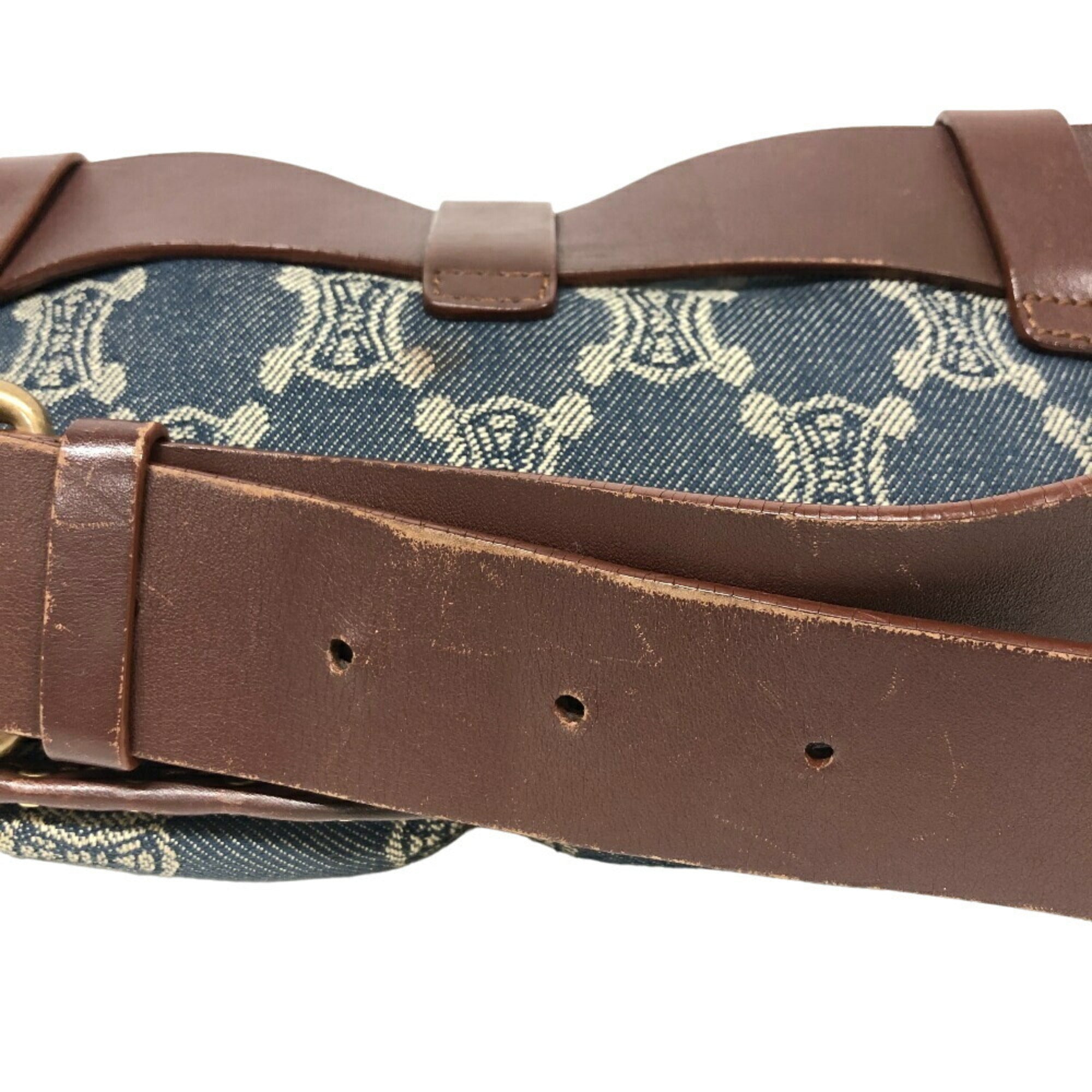 Celine Blue Brown Denim Leather Fanny Pack Sling Bag