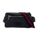 Gucci Gray Navy Red Color Coated Canvas Leather Shoulder Bag (Pre-Owned)