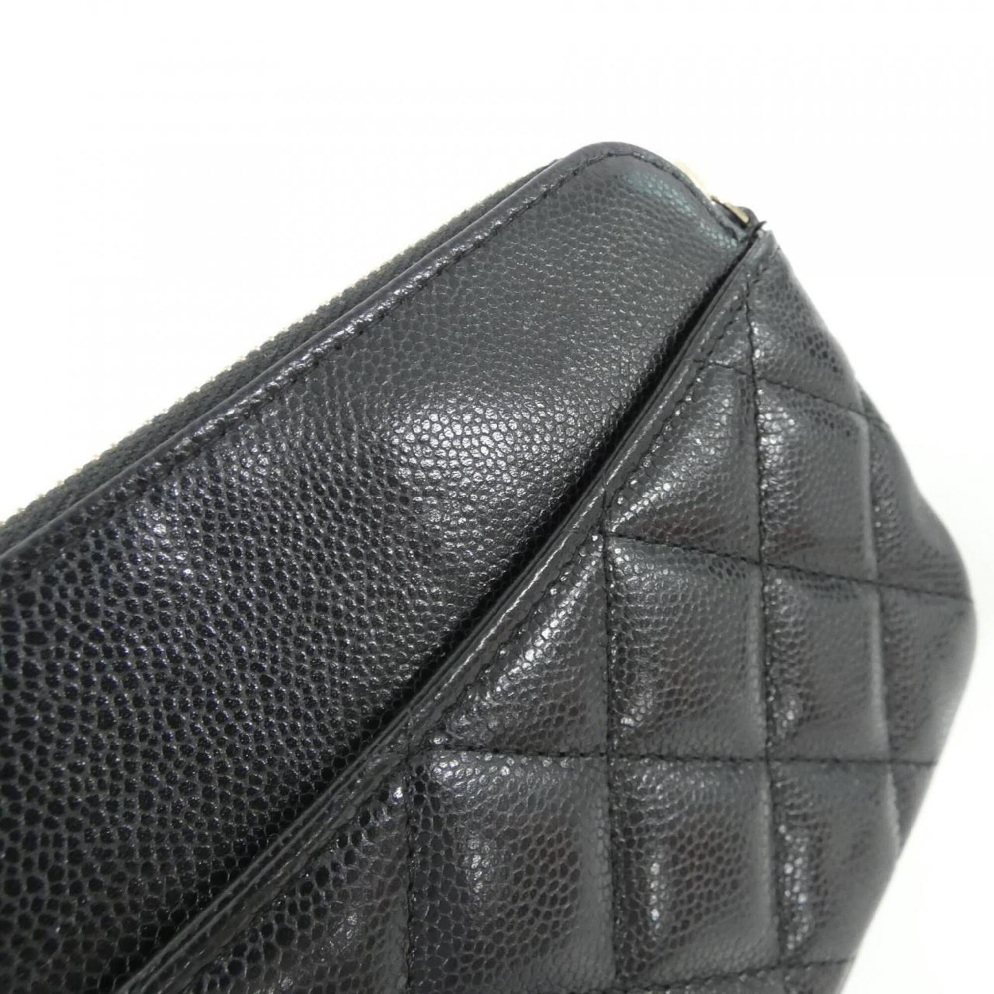 Chanel Black Grained Calfskin Phone Wallet