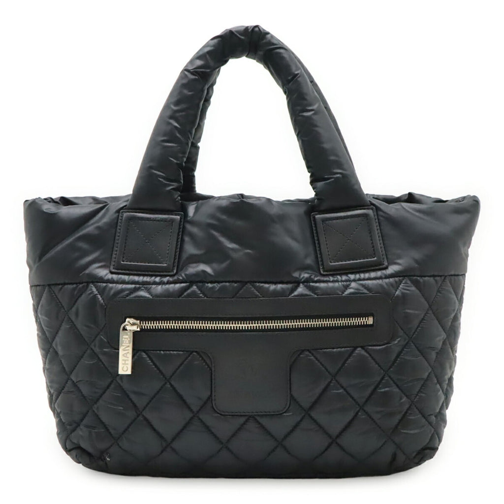 Chanel Black Nylon Leather Handbag Tote Bag