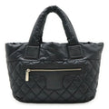 Chanel Black Nylon Leather Handbag Tote Bag