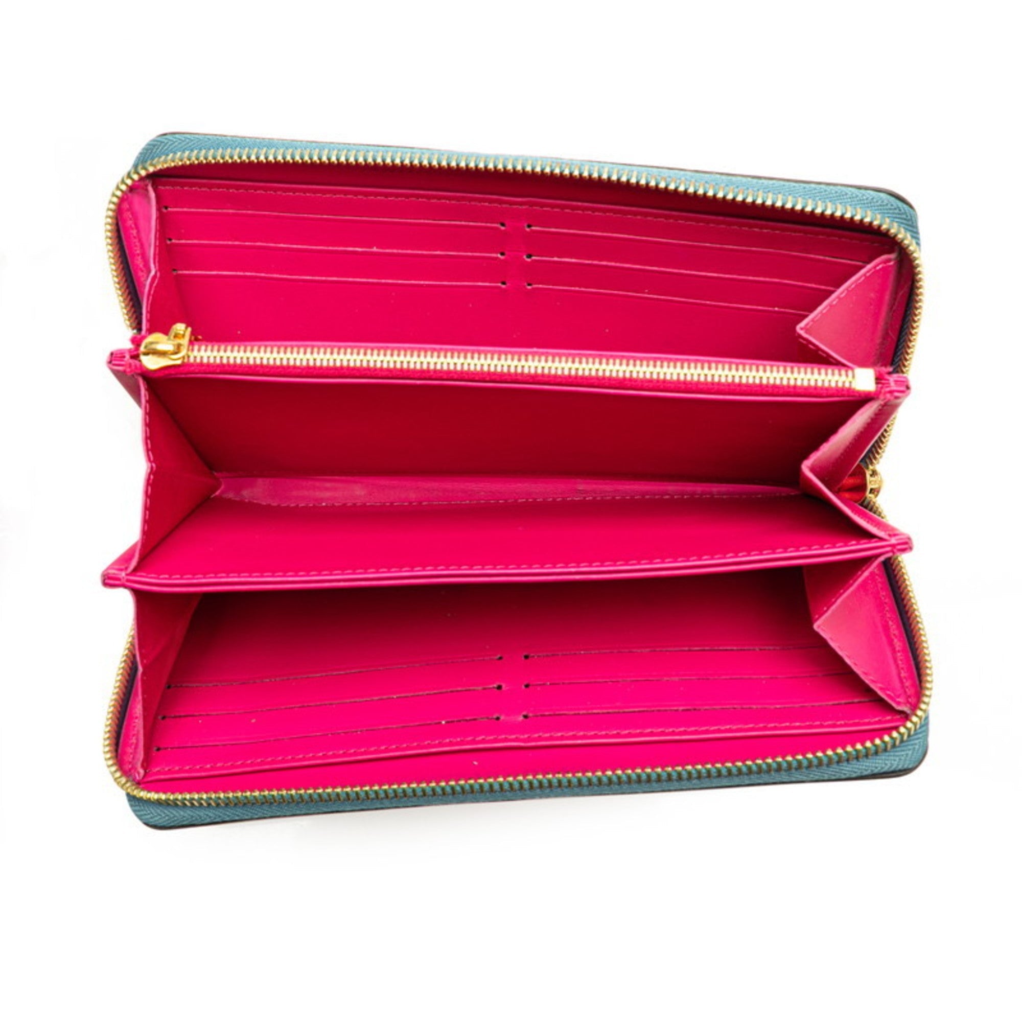 Louis Vuitton Blue Multi-Color Pink Patent Leather Long Wallet