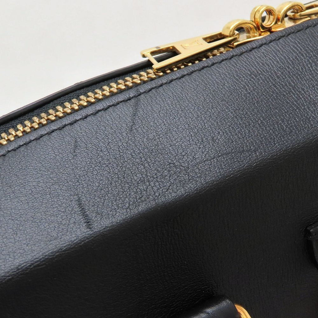 Louis Vuitton Black Brown Canvas Leather Handbag