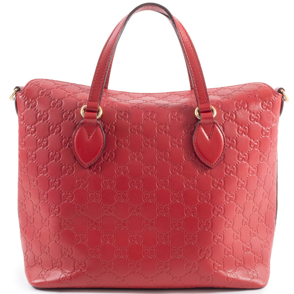 Gucci Red Color Leather Tote Bag (Pre-Owned)
