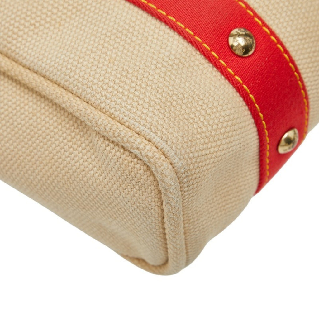 Louis Vuitton Beige Red Color Canvas Tote Bag