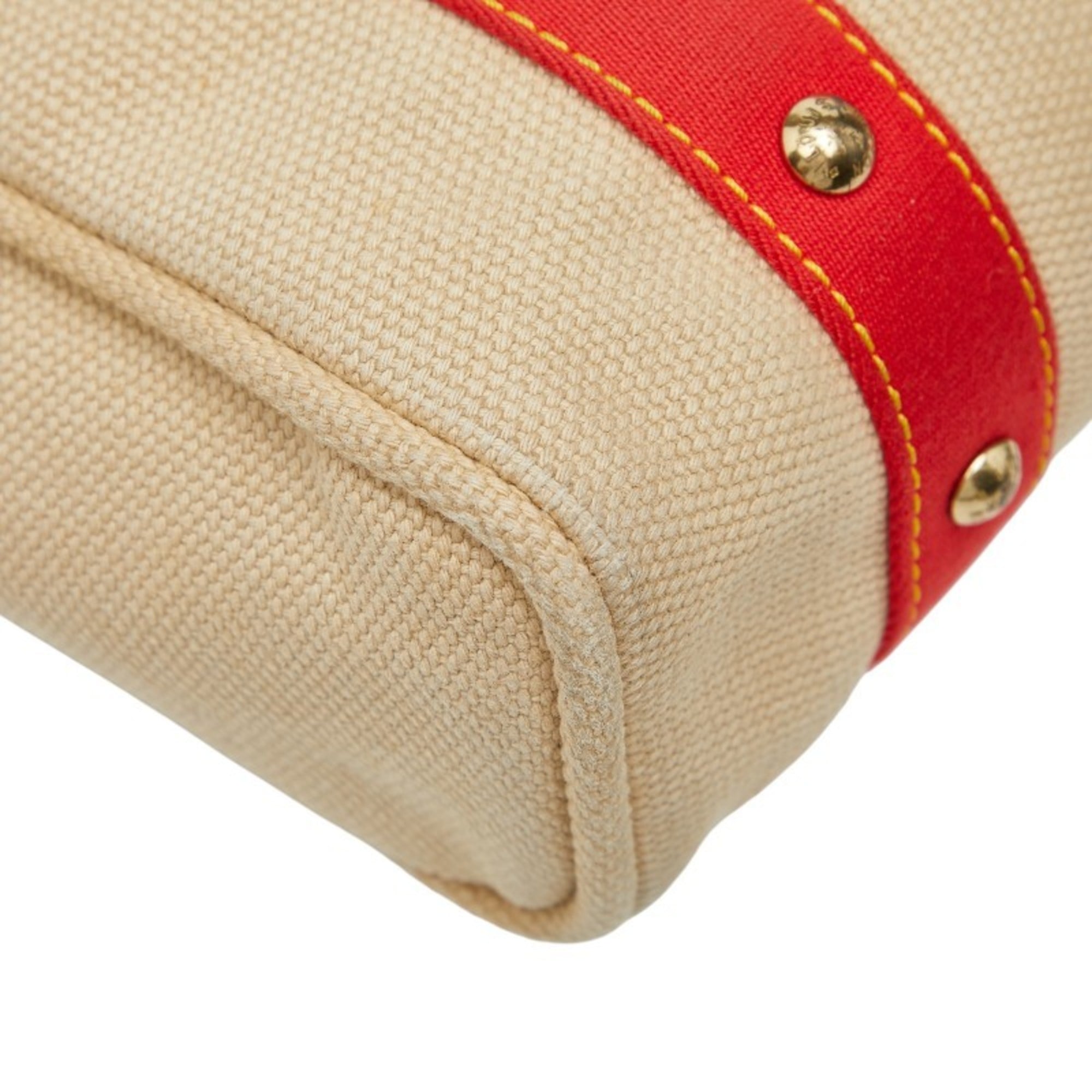 Louis Vuitton Beige Red Color Canvas Tote Bag