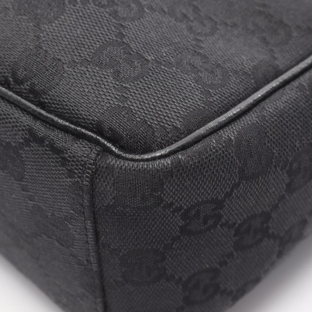 Gucci Black Gg Canvas Leather Handbag Shoulder Bag (Pre-Owned)