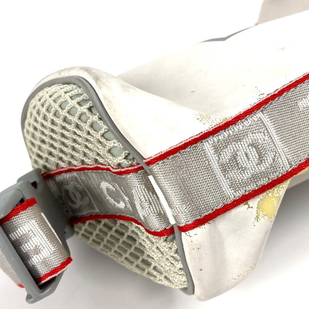 Chanel Red Color White Nylon Handbag Pouch Shoulder Bag