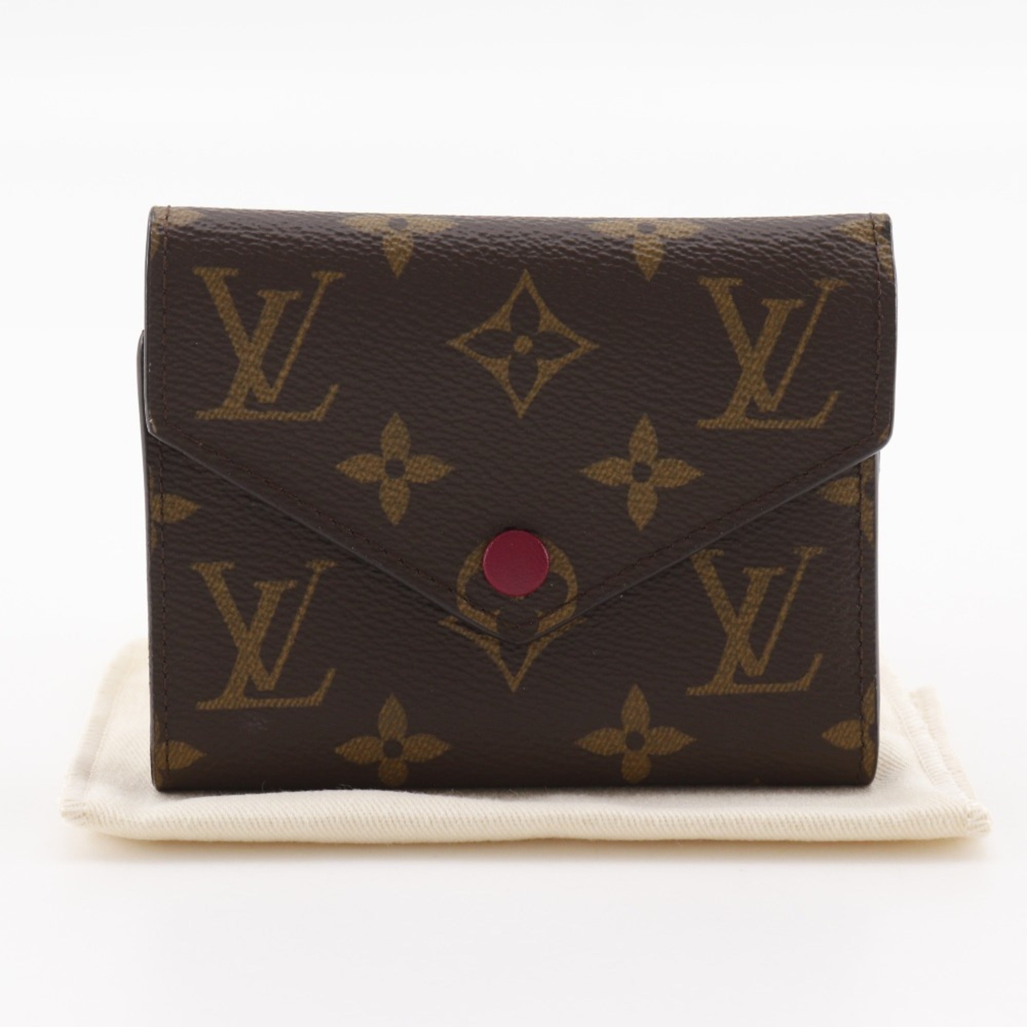 Louis Vuitton Brown Fuchsia Monogram Canvas Wallet (Tri-Fold)