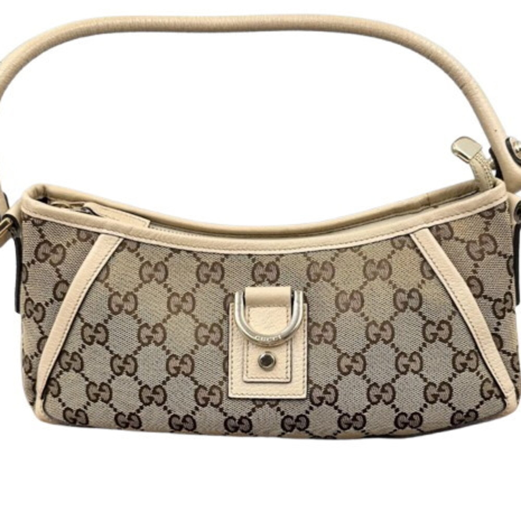 Gucci Abbey Beige Canvas Shoulder Bag (Pre-Owned)