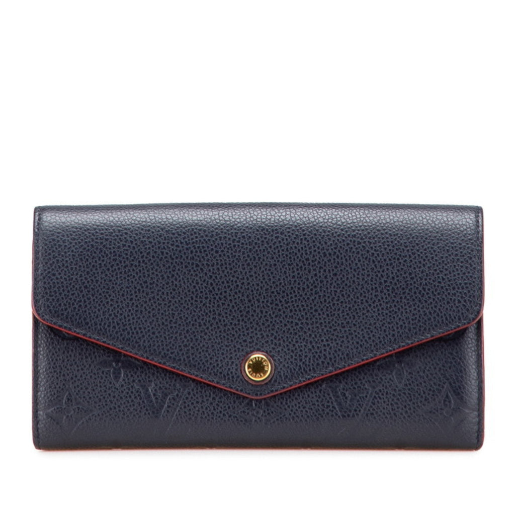 Louis Vuitton Monogram Empreinte Marine Rouge Navy Leather Long Wallet