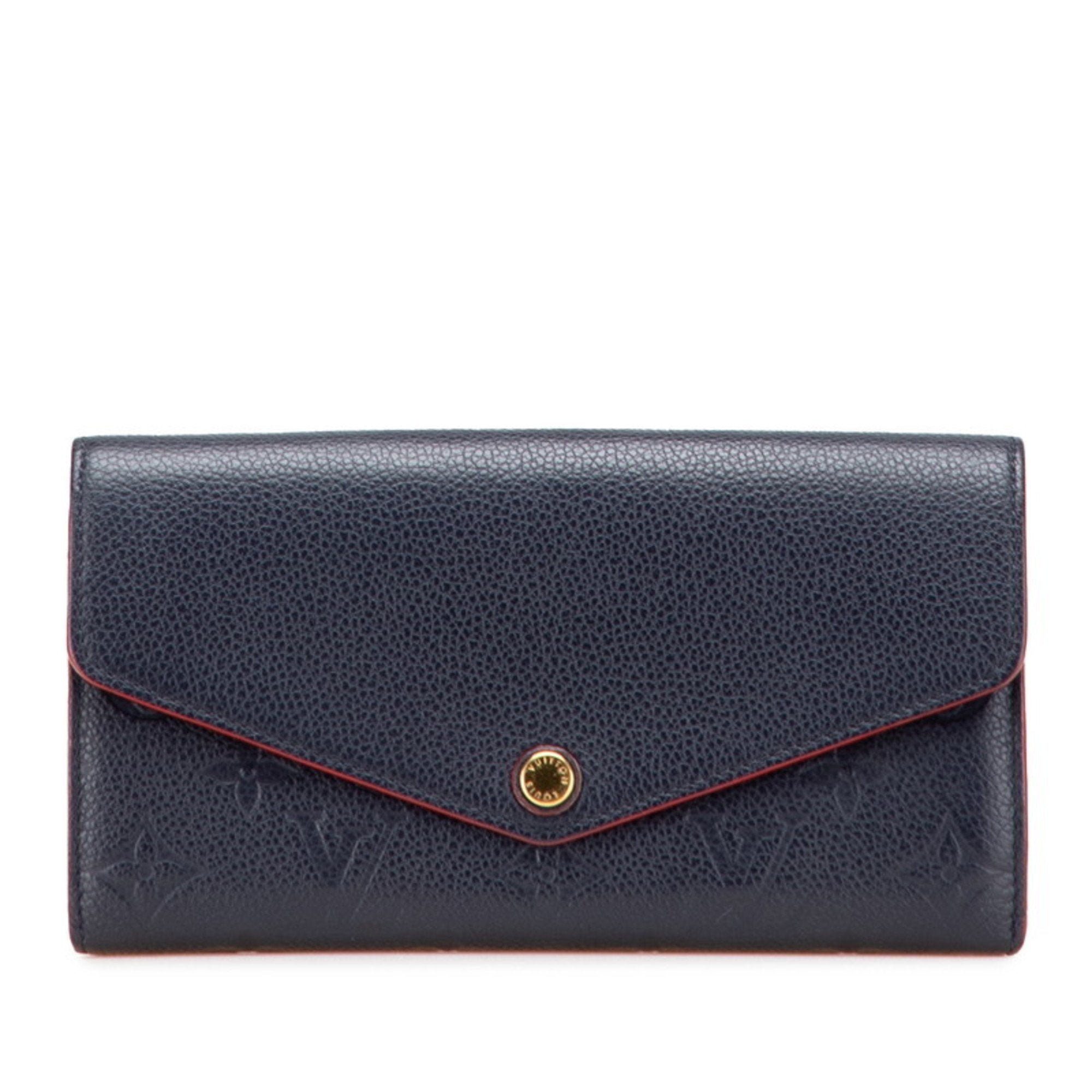 Louis Vuitton Monogram Empreinte Marine Rouge Navy Leather Long Wallet