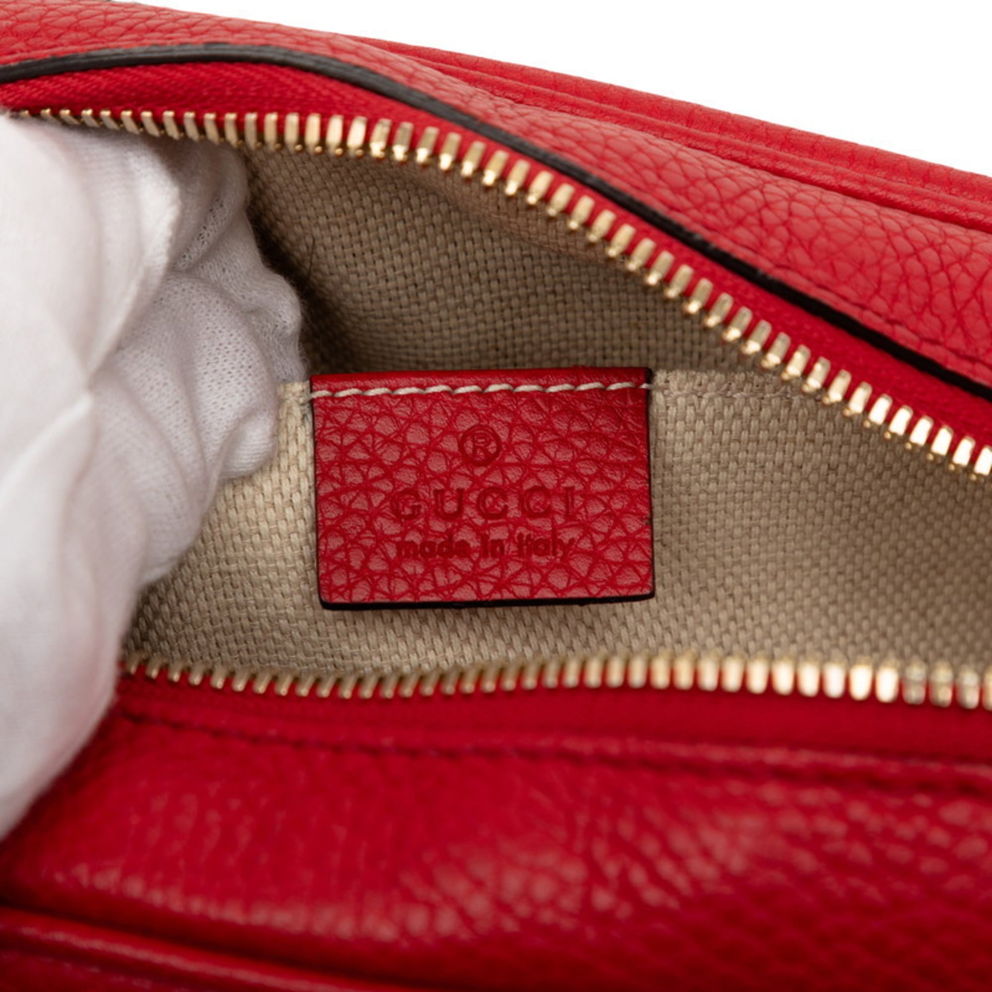Gucci Red Color Leather Shoulder Bag (Pre-Owned)