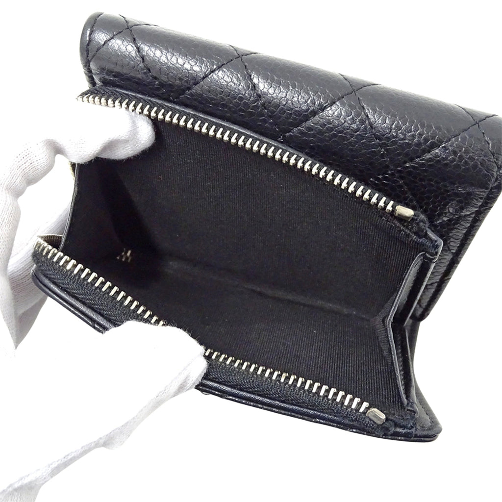 Chanel Black Grained Calfskin Wallet (Tri-Fold)
