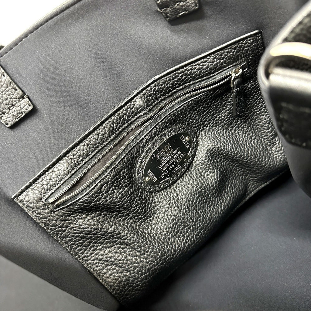 Fendi Selleria Black Leather Tote Bag