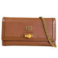 Gucci Brown Leather Chain/Shoulder Wallet (Pre-Owned)