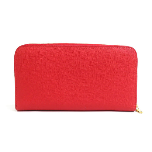 Burberry Red Color Leather Long Wallet (Bi-Fold)