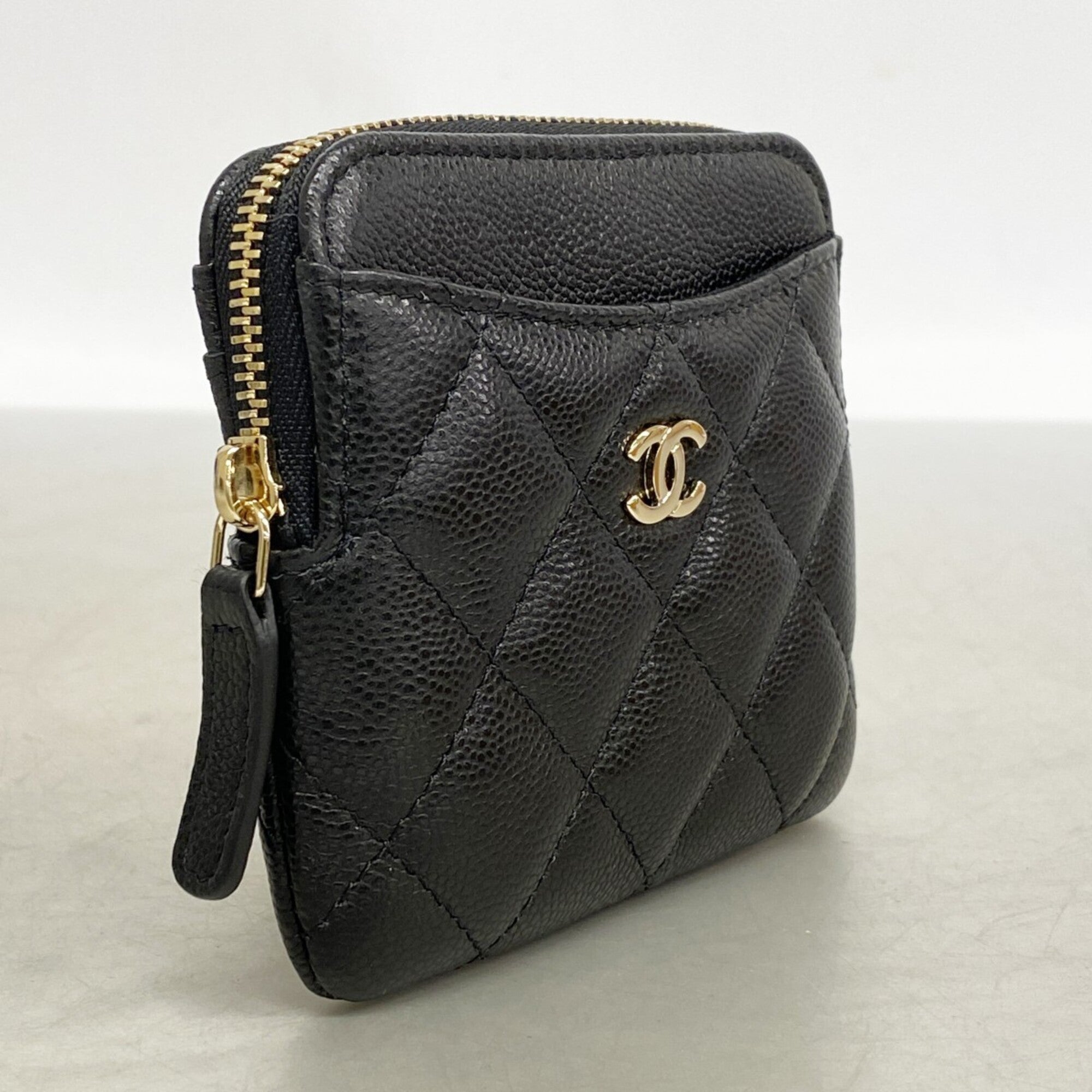Chanel Black Grained Calfskin Coin Purse/Coin Case