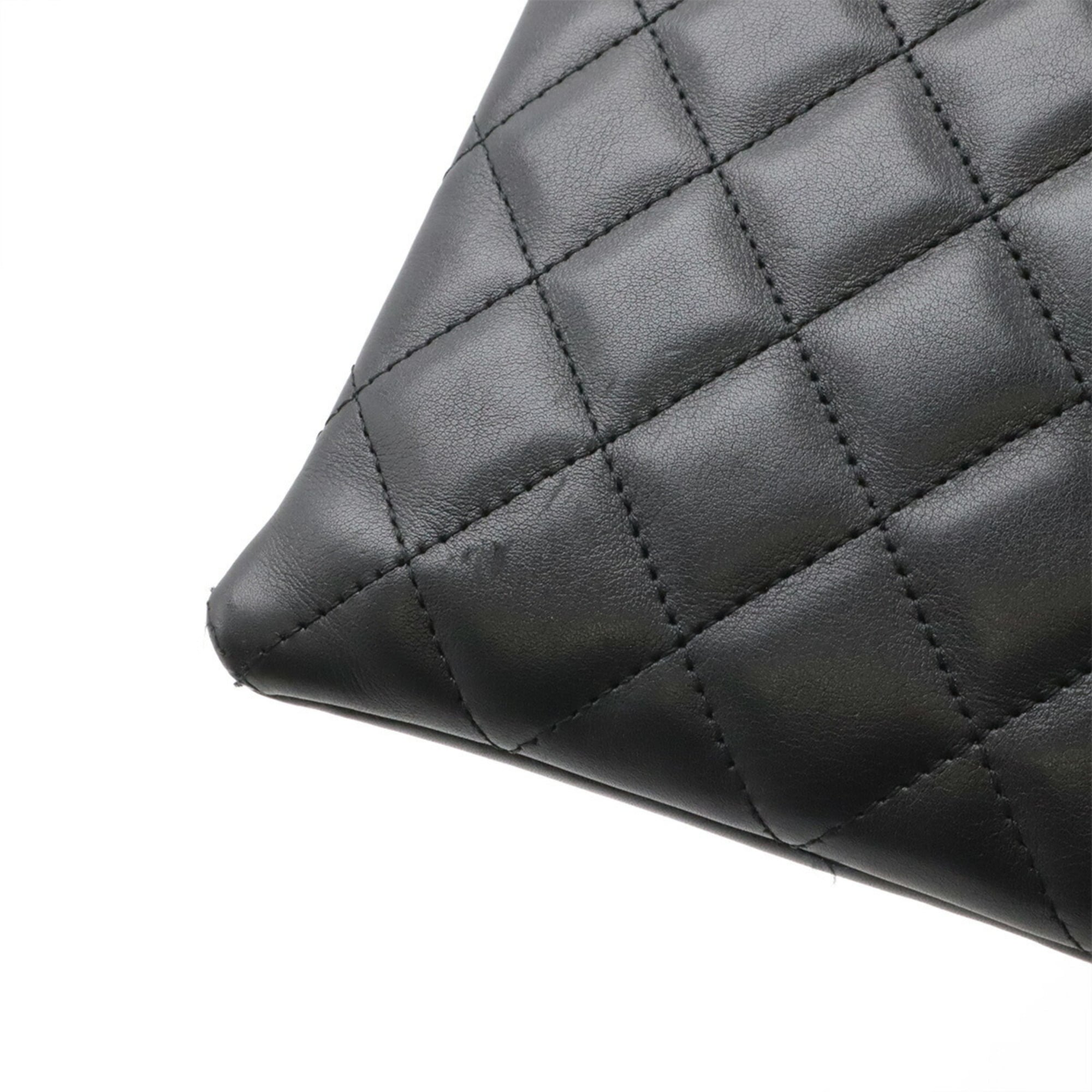 Chanel Black White Leather Shoulder Bag