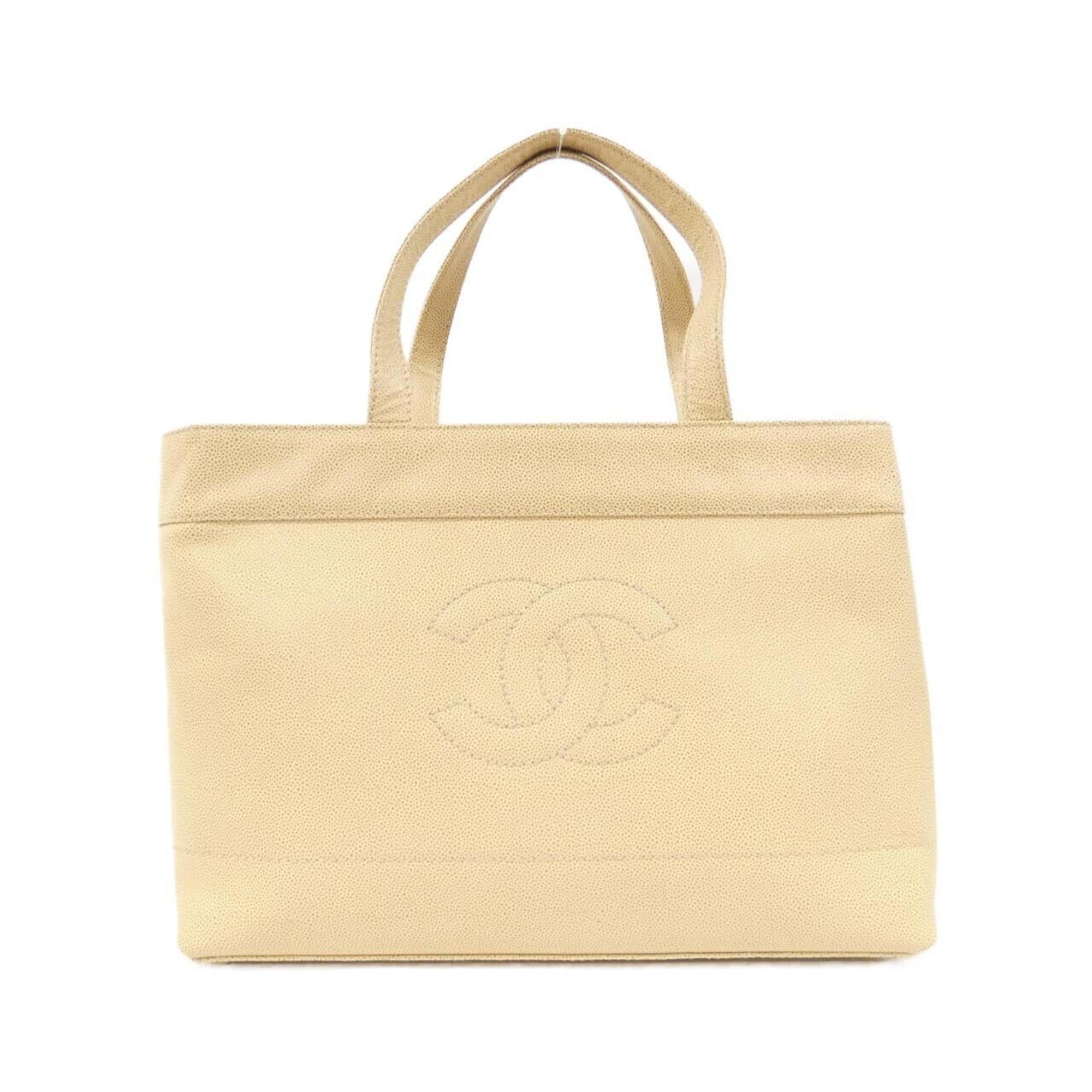 Chanel Beige Caviar Leather Handbag