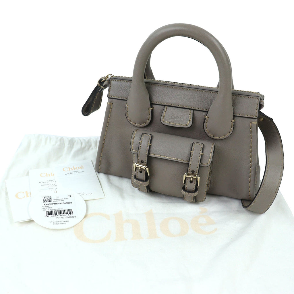 Chloé Gray Leather Handbag Shoulder Bag (Pre-Owned)