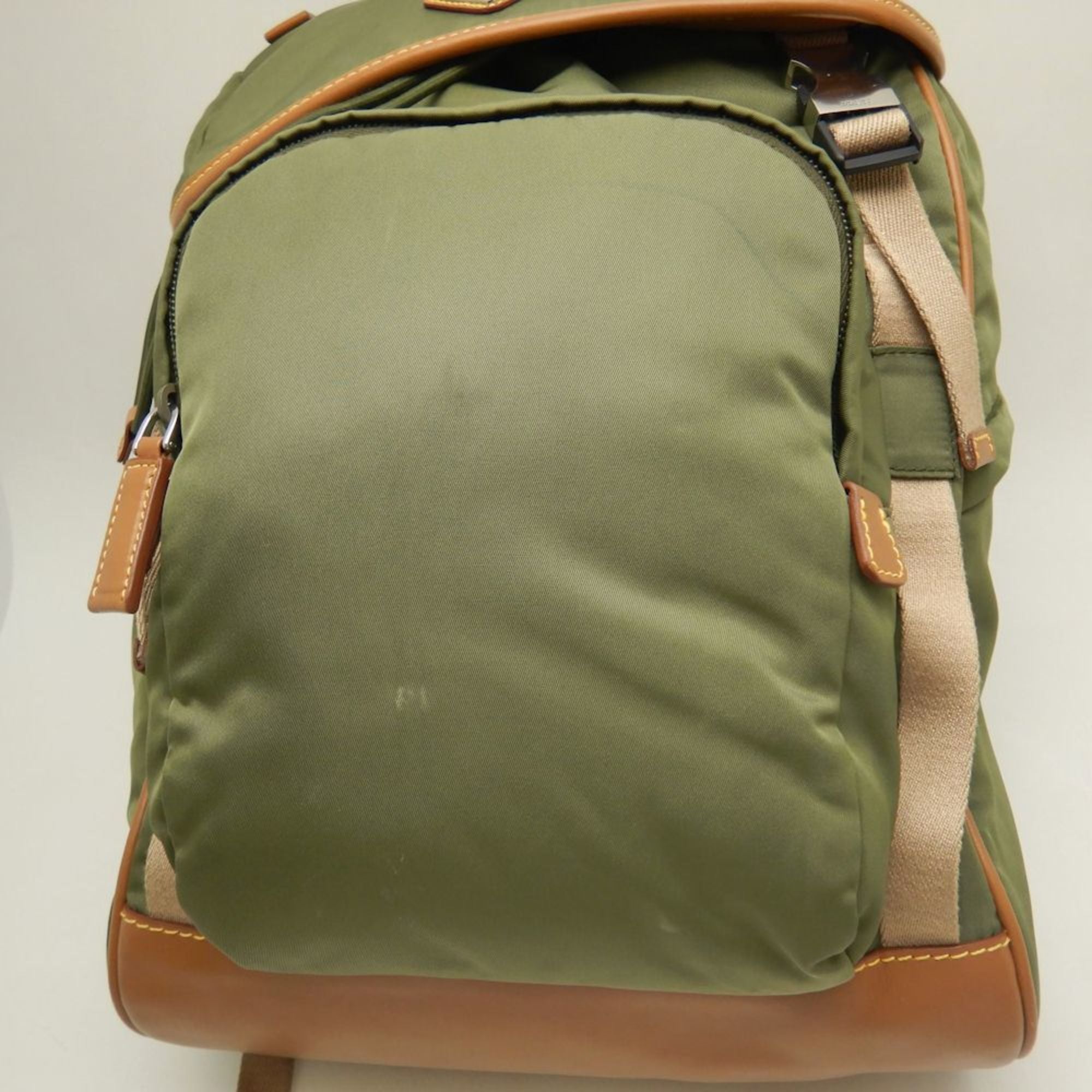 Prada Khaki Nylon Leather Backpack