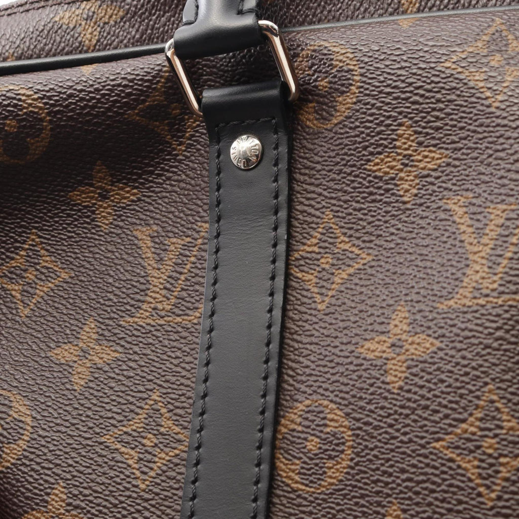 Louis Vuitton Black Brown Coated Canvas Leather Briefcase
