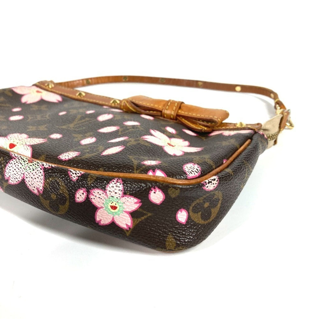 Louis Vuitton Brown Pink Monogram Cherry Blossom Handbag Pouch Shoulder Bag