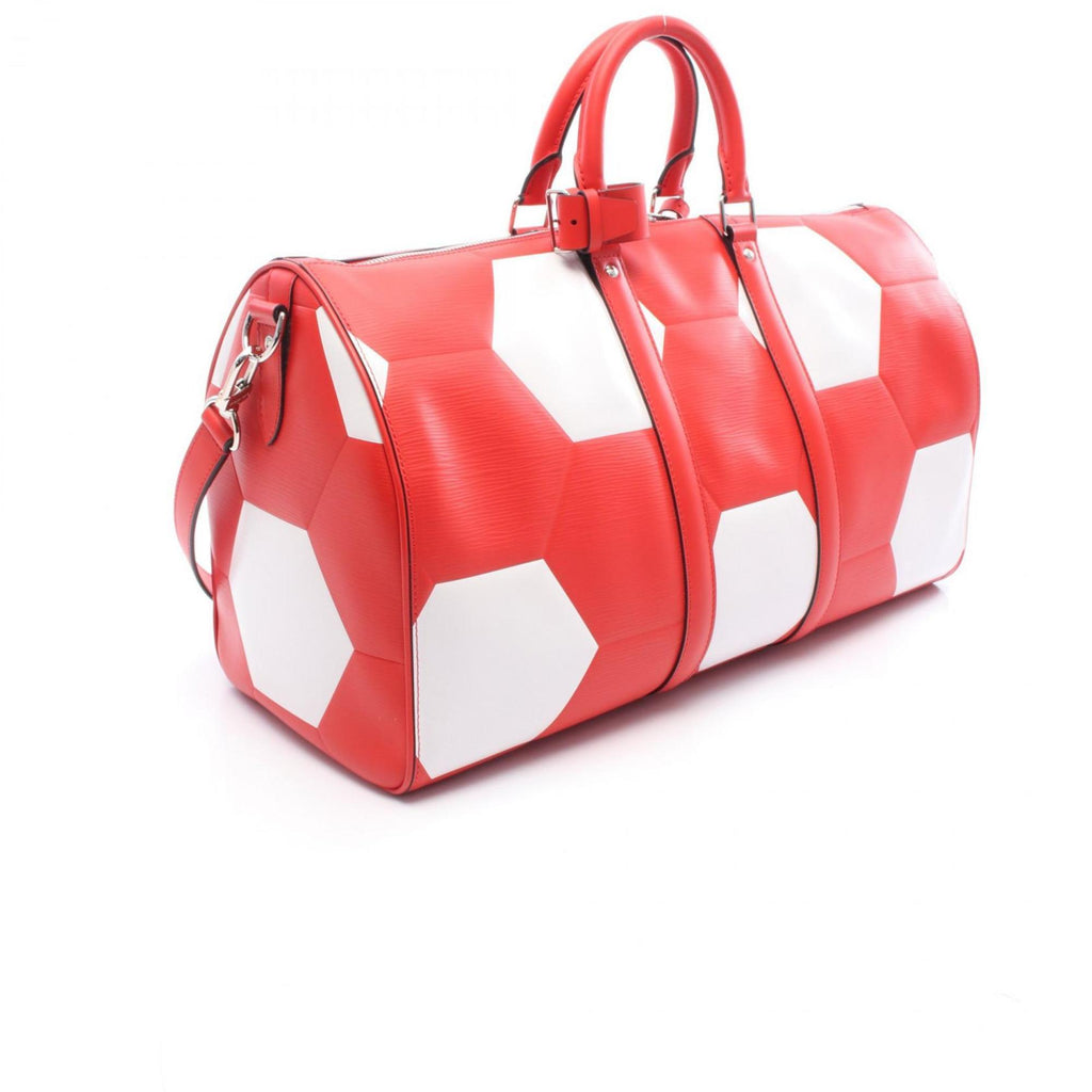 Louis Vuitton Red Color White Leather Boston Bag