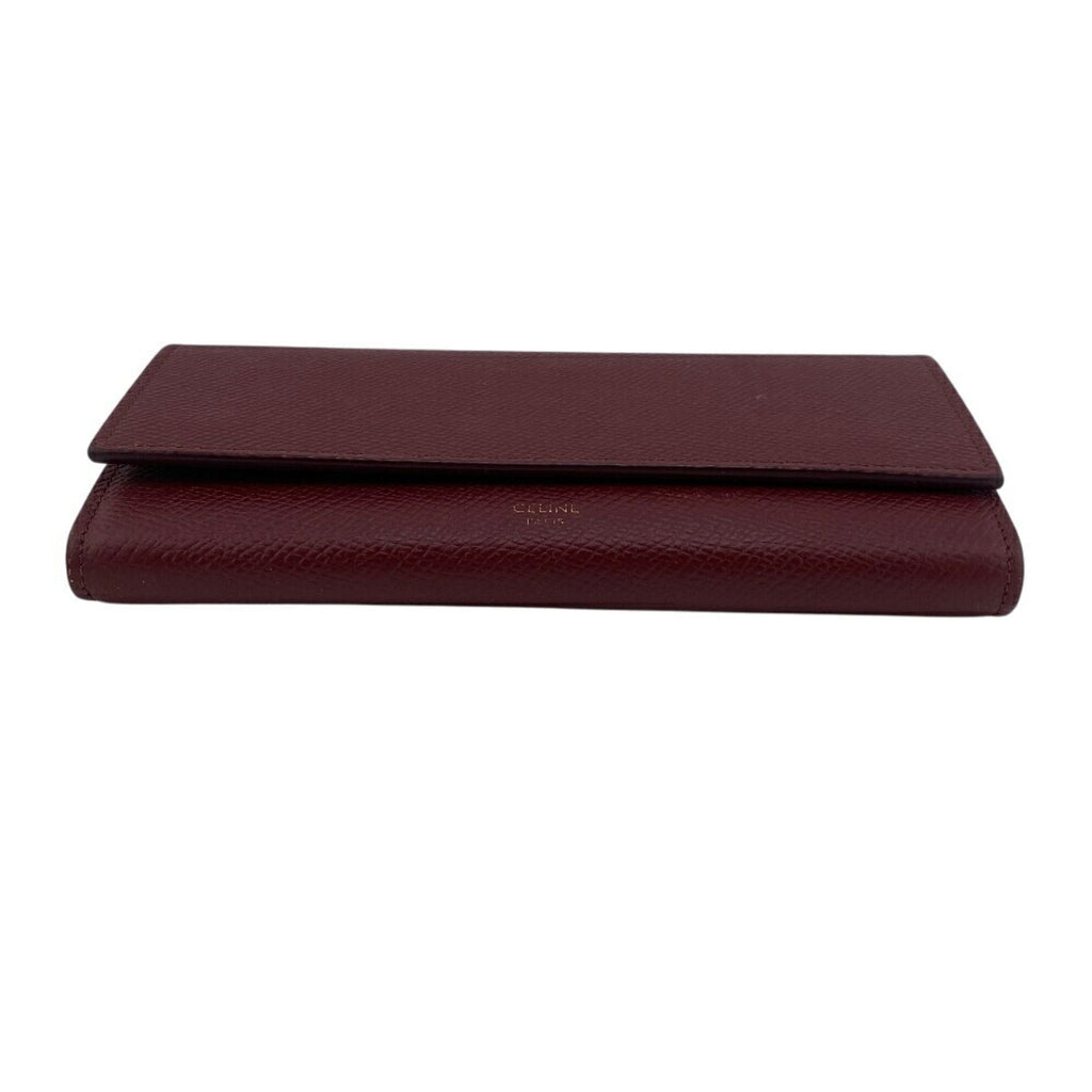 Celine Bordeaux Leather Long Wallet (Bi-Fold)